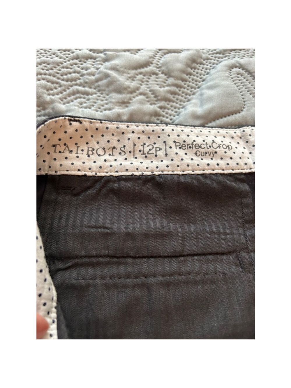 Talbots Navy Blue Perfect Crop Curvy Pants 12P Straight Leg Cotton - Picture 7 of 10